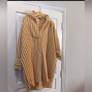 SOLD////FASHION NOVA Women's Cream and Brown Shirt Dress Size 1X